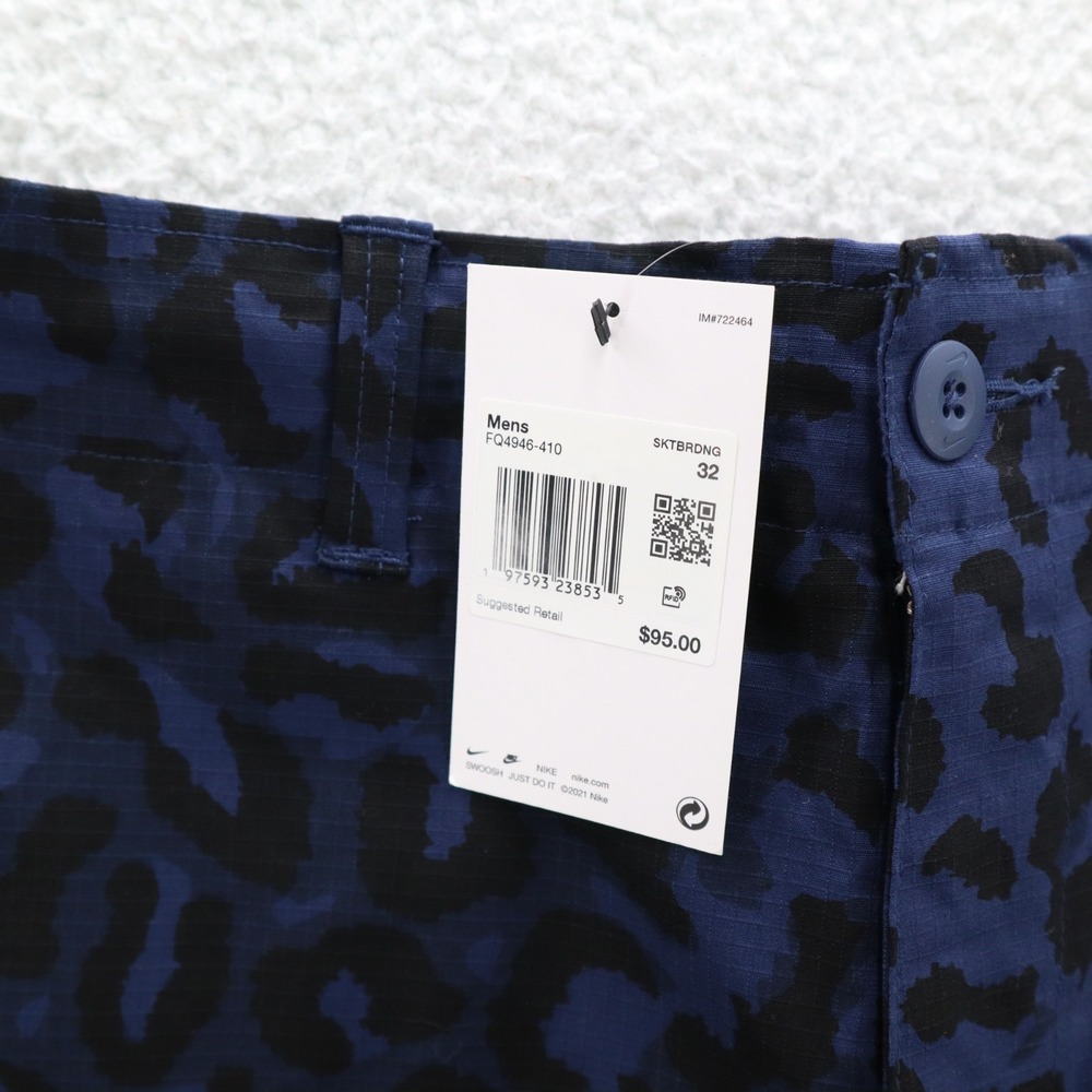 Nike Shorts Mens 32 Blue Black SB Kearny Cargo Leopard Print AOP Ripstop Skater - Picture 8 of 16